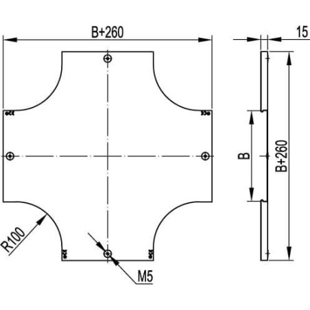 Переходник RRS левосторонний 200/150 H100 в комплекте с крепежными элементами и соединительными пластинами
