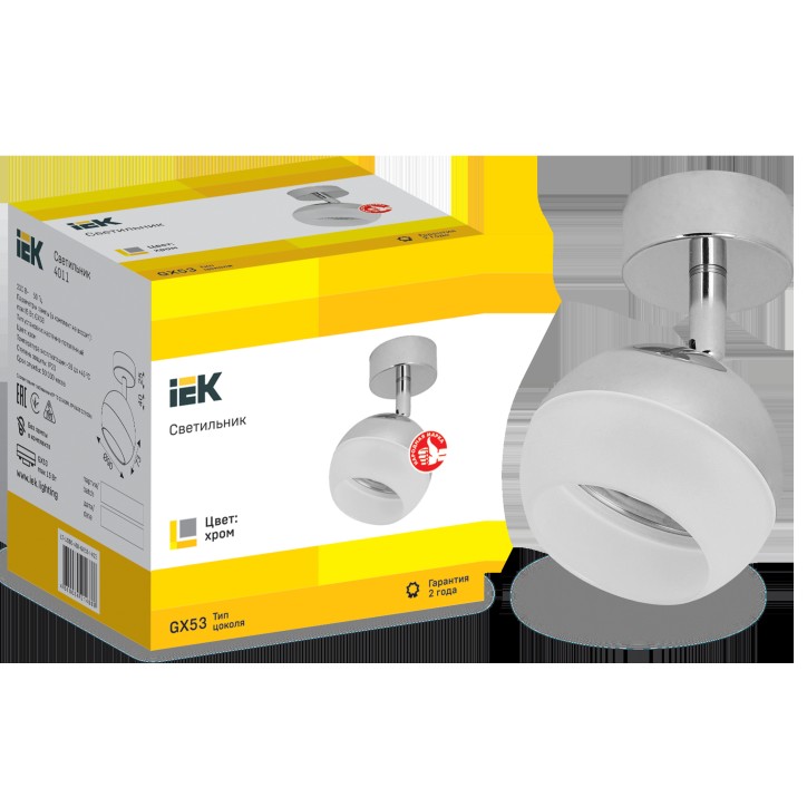 LIGHTING Светильник 4011 накладной настено-потолочный под лампу GX53 хром IEK