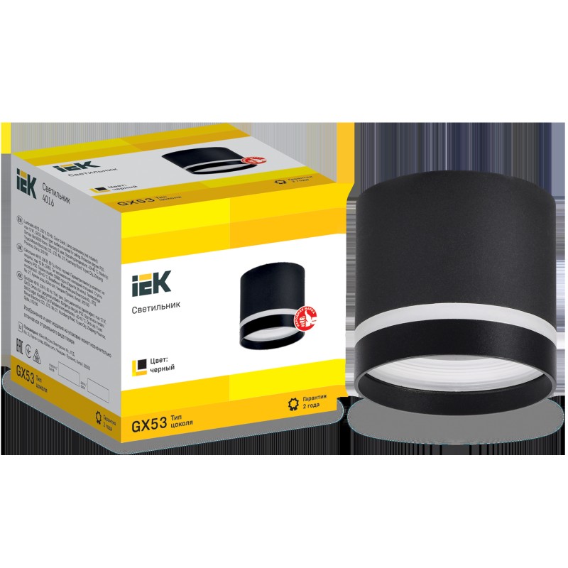 LIGHTING Светильник 4016 накладной потолочный под лампу GX53 черный IEK