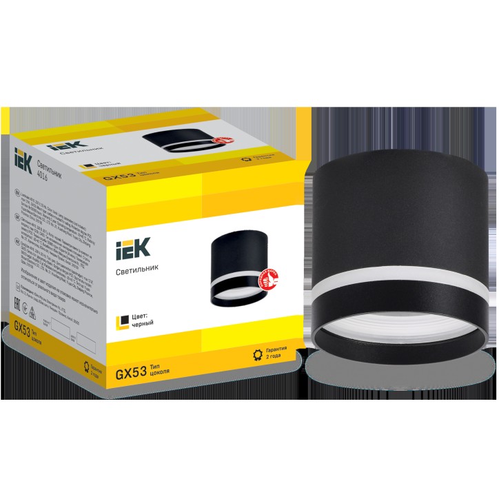 LIGHTING Светильник 4016 накладной потолочный под лампу GX53 черный IEK LIGHTING Светильник 4016 накладной потолочный под лампу GX53 черный IEK