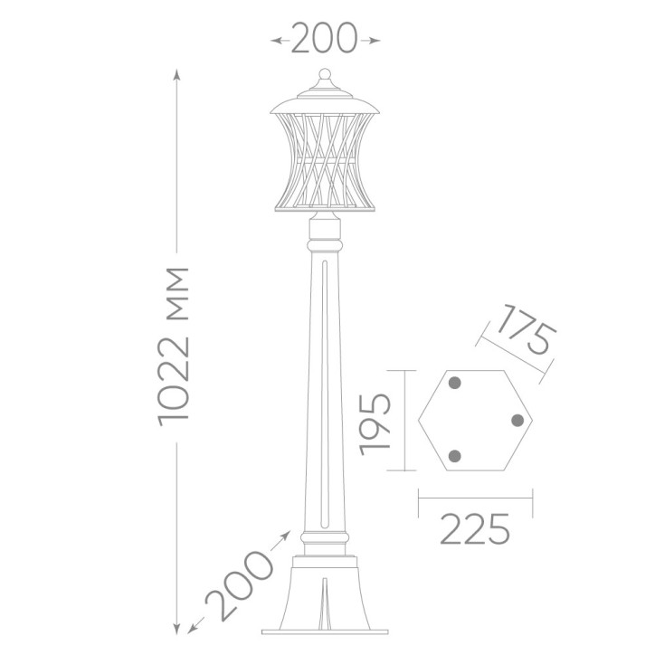 Светильник садово-парковый, 60W 230V E27 черный, PL526