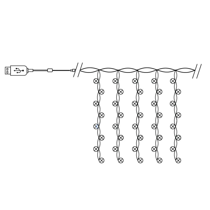 Гирлянда USB 480 LED 3*3м, мульти, IP20 , сетевой шнур 3м в комплекте, CL591