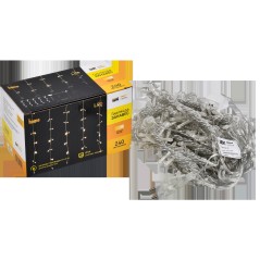 LIGHTING Гирлянда занавес 2х2м 240 светодиодов теплый белый свет IP44 прозрачный шнур 3м 230В транзи