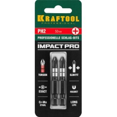 Биты Impact Pro, Philips, тип хвостовика E 1/4'', PH2, 50мм, 2шт, на карточке