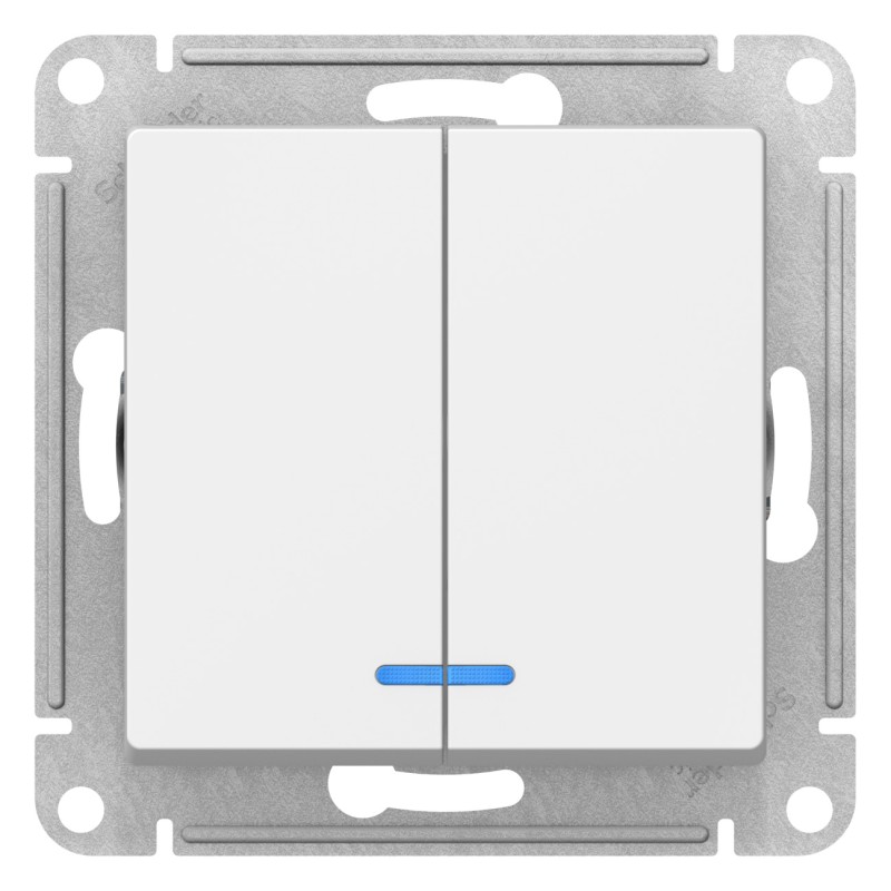 ATLASDESIGN 2-клавишный ВЫКЛЮЧАТЕЛЬ с подсветкой, сх.5а, 10АХ, механизм, ЛОТОС