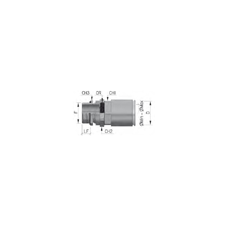 Муфта труба-коробка д.20мм с уплотнением кабеля, IP68, М25х1,5, д.11 - 16мм