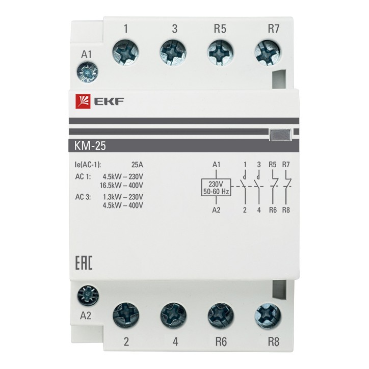 Контактор модульный КМ 25А 2NО+2NC (3 мод.) PROxima