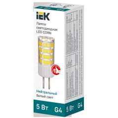 Лампа светодиодная CORN капсула 5Вт 230В 4000К керамика G4 IEK