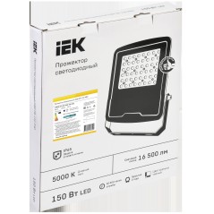 Прожектор LED СДО 08-150 PRO 30град 5000К IP65 черный IEK