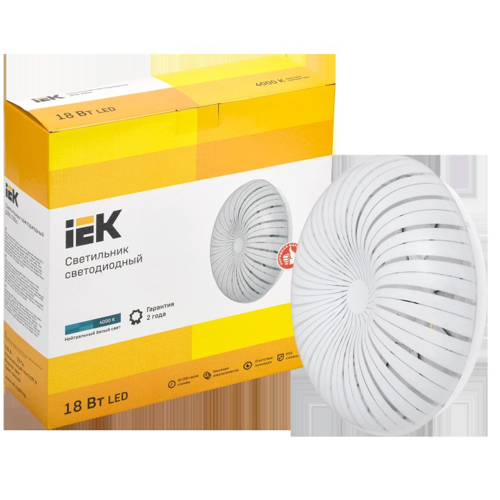 Светильник светодиодный ДПБ 2006 18Вт IP20 4000К круг белый IEK