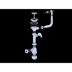 Сифон для мойки АНИ Грот 3 1/2'X40 c круглым переливом и отводом для стиральной машины с гибкой труб