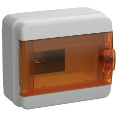 Корпус пластиковый навесной на 8 модулей КМПн-8 IP65 TEKFOR оранжевая прозрачная дверь