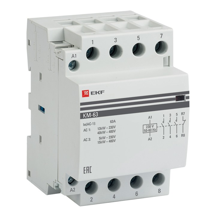 Контактор модульный КМ 63А 3NО+NC (3 мод)