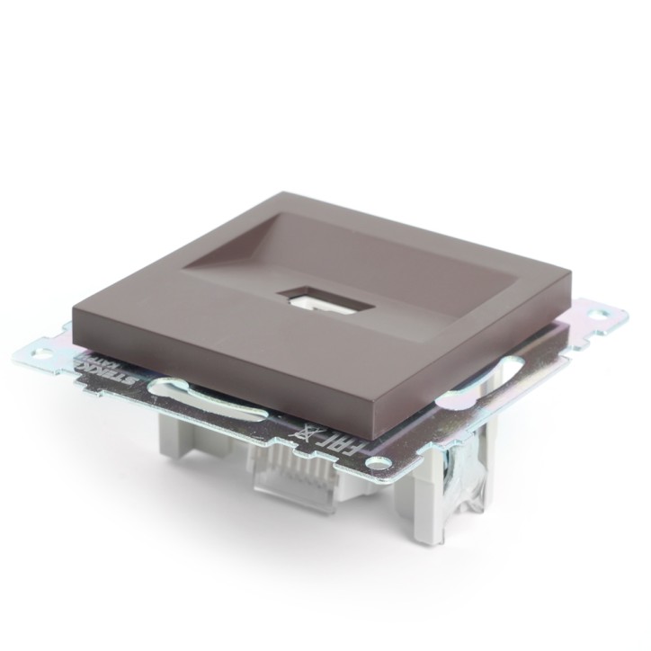 Розетка компьютерная одноместная RJ-45 (механизм), серия Катрин, шоколад Stekker Розетка компьютерная одноместная RJ-45 (механизм), серия Катрин, шоколад Stekker