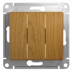 GLOSSA Выключатель трехклавишный в рамку дуб схема 3