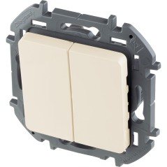 Выключатель двухклавишный - Legrand Inspiria - 10А 250В безвинтовые зажимы - слоновая кость