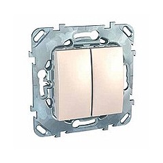 UNICA Выключатель двухклавишный в рамку бежевый