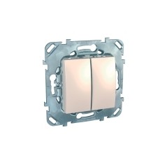 UNICA Выключатель двухклавишный в рамку бежевый