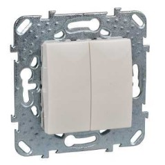 UNICA Выключатель двухклавишный в рамку бежевый