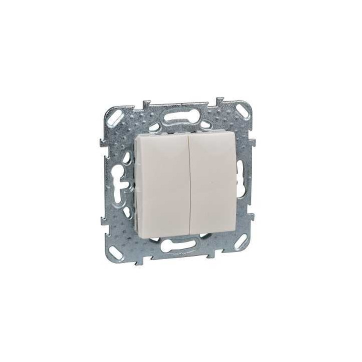 UNICA Выключатель двухклавишный в рамку бежевый