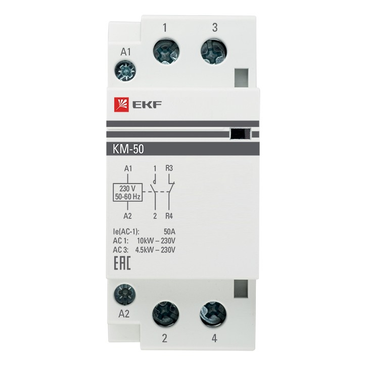 Контактор модульный КМ 50А NО+NC (2 мод.) EKF