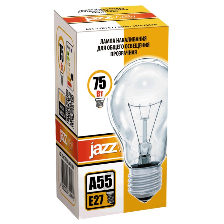 A55 240V 75W E27 clear Jazzway (Б 230-75-5)