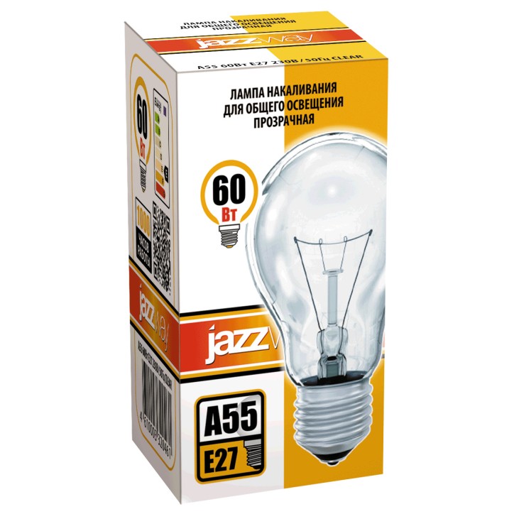 A55 240V 60W E27 clear Jazzway (Б 230-60-5)