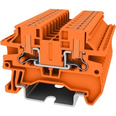 Клемма TP 1-1 проходная с боковой вводом провода .Push-in, сечение 2,5 мм. кв., оранжевая