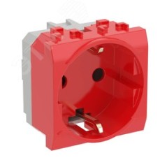 BRAVA Розетка 2 модуля с заземлением со шторками красная (10 шт)