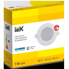 Светильник LED ДВО 1712 белый круг 7Вт 4000К IP40 IEK