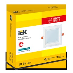 LIGHTING Светильник светодиодный ДВО 1625 со стеклом квадрат 18Вт 4000К IP20 IEK