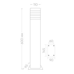 Светильник НТУ-60w столб Е27 IP54 черный