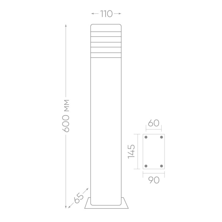 Светильник НТУ-60w столб Е27 IP54 черный Светильник НТУ-60w столб Е27 IP54 черный
