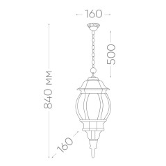 Светильник садово-парковый, 100W 230V E27 черный, 8105