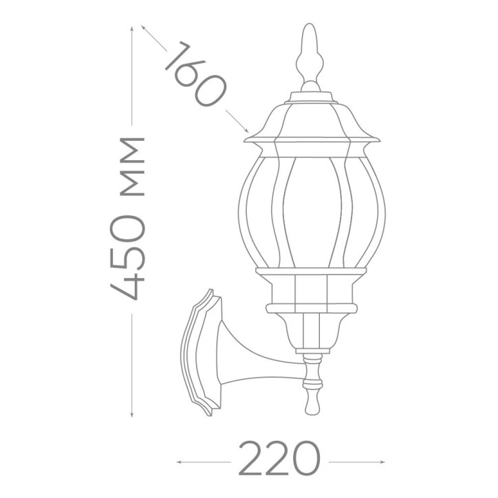 Светильник садово-парковый, 100W 230V E27 черный, 8101