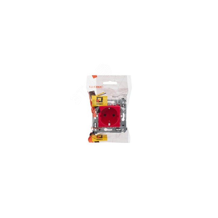Avanti Розетка в стену, 2P+E, с защитными шторками, ''Красный квадрат''