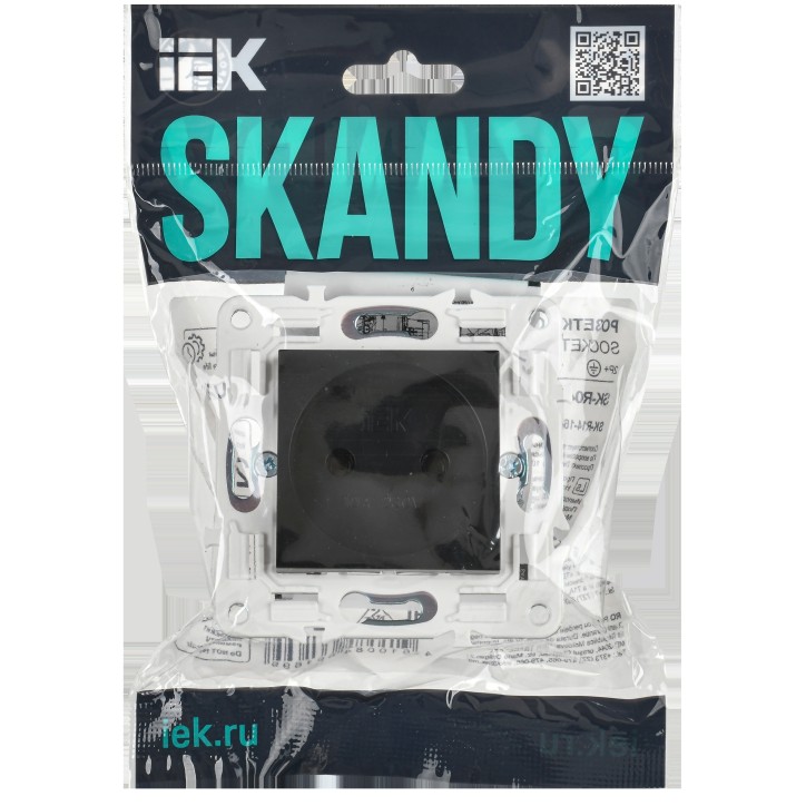 SKANDY Розетка без заземления без защитных шторок 10А SK-R02Bl черный IEK