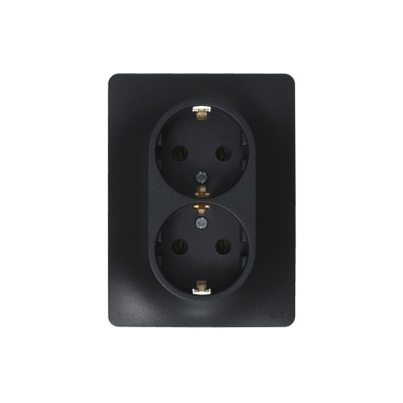 GLOSSA Розетка двойная с заземлением антрацит в сборе