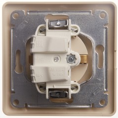 GLOSSA Розетка с заземлением со шторками с крышкой в сборе бежевая IP20
