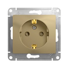GLOSSA Розетка с заземлением со шторками в рамку титан