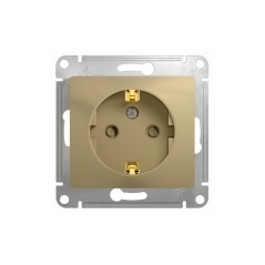 GLOSSA Розетка с заземлением со шторками в рамку титан