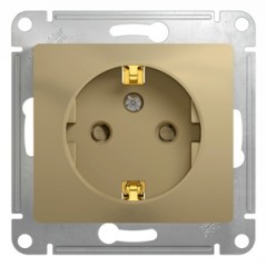 GLOSSA Розетка с заземлением со шторками в рамку титан