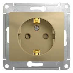 GLOSSA Розетка с заземлением со шторками в рамку титан