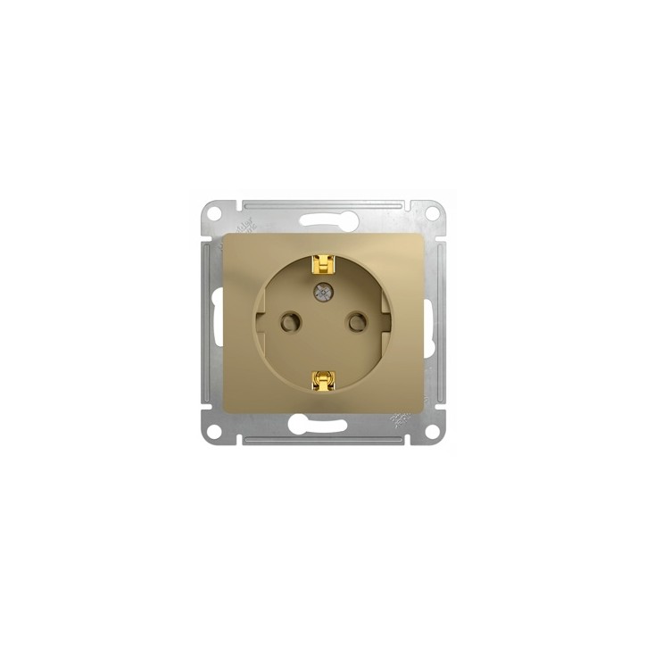 GLOSSA Розетка с заземлением со шторками в рамку титан