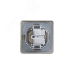 GLOSSA Розетка с заземлением со шторками с крышкой бежевая в сборе IP44