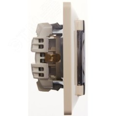 GLOSSA Розетка с заземлением со шторками с крышкой бежевая в сборе IP44