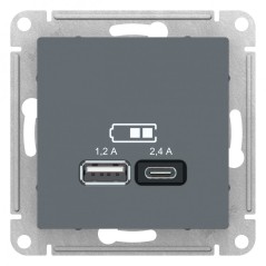 РОЗЕТКА USB ATLASDESIGN A+С, 5В/2,4А, 2х5В/1,2А, механизм, ГРИФИЛЬ