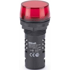 Лампа комм. ADDS ?22 мм LED кр. 220В AC/DC ЛK-22 DEKraft