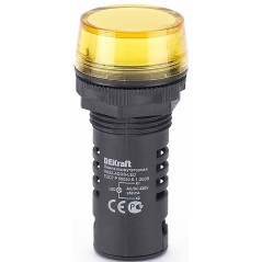 Лампа коммутационная ЛК-22 ADDS диам. 22мм LED желтая 220В AC/DC