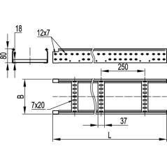 Лоток перфорированный 200х100 L 2000, цинк-ламельный